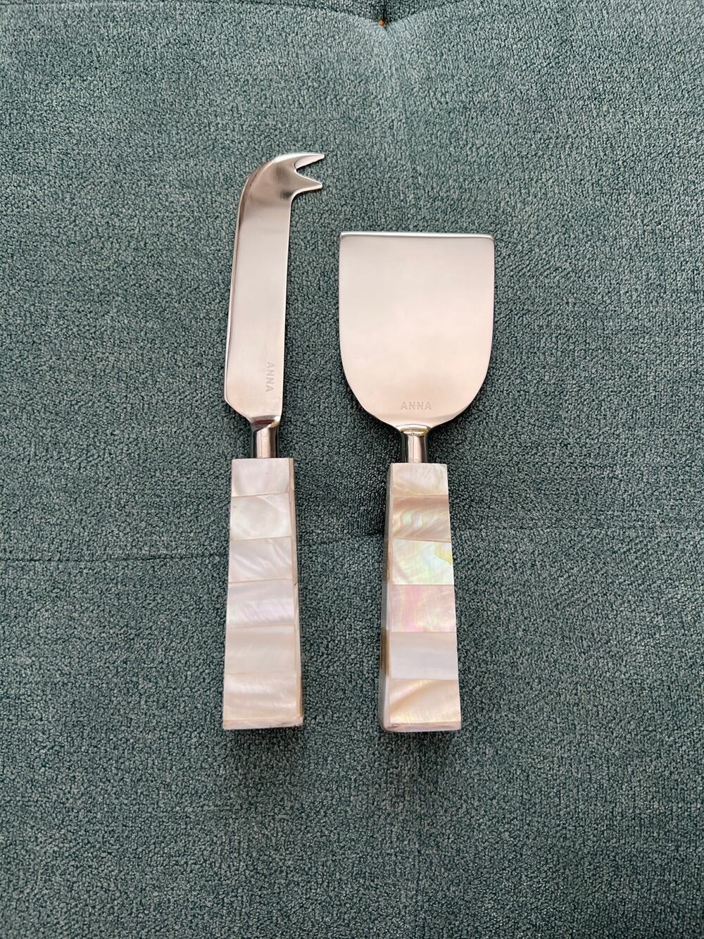 ANNA New York Mother of Pearl Cheese Knife Set Stainless Steel Charcuterie